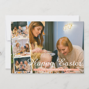 Cartão De Festividades páscoa moderna elegante, família Quatro colagem fo