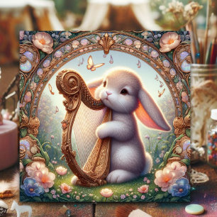 Cartão De Festividades Páscoa Music Bunny Art Nouveau