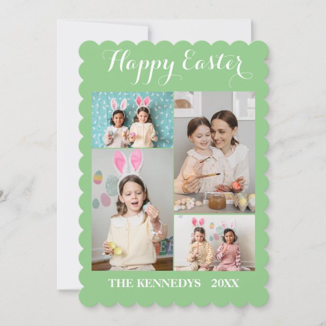 Cartão De Festividades páscoa Personalizada da Família de Colagem de Foto (Frente)