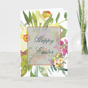 Cartão De Festividades Páscoa personalizada de daffodils de aquarela