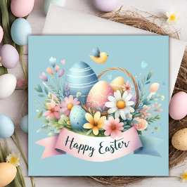 Cartão De Festividades Páscoa personalizada do cesto de Páscoa de Pastel 