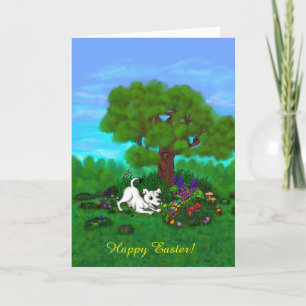 Cartão De Festividades Páscoa - Puppy Capo e borboleta