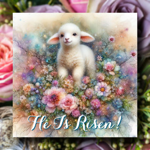 Cartão De Festividades Páscoa Religiosa Pastel Watercolor Lamb
