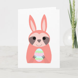 Cartão De Festividades Páscoa Rosa Bunny Sloth