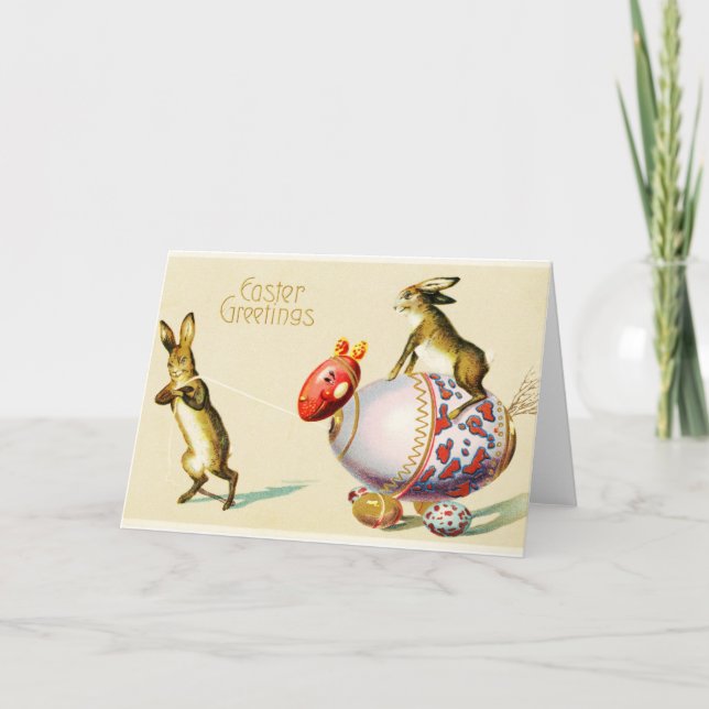 Cartão De Festividades Páscoa Saudações Vintage - Greeting Card (Frente)