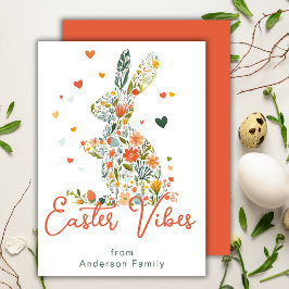 Cartão De Festividades Páscoa Vibes Floral Silhouette Família Bunny