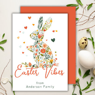 Cartão De Festividades Páscoa Vibes Floral Silhouette Família Bunny