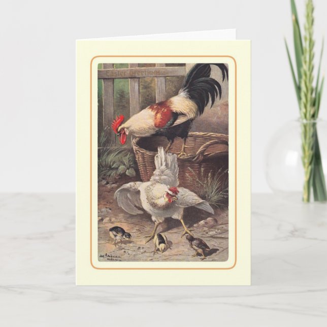 Cartão De Festividades Páscoa Vintage (Frente)
