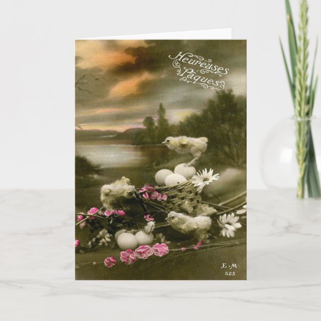 Cartão De Festividades Páscoa Vintage (Frente)