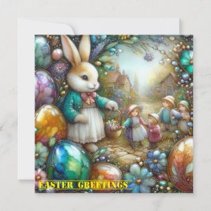 Cartão De Festividades Páscoa Vintage ~ SAUDAÇÕES DE PÁSCOA ~ Coelho ~