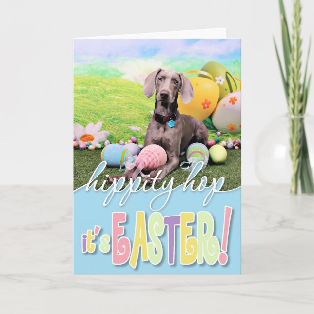 Cartão De Festividades Páscoa - Weimaraner - Ben (Frente)
