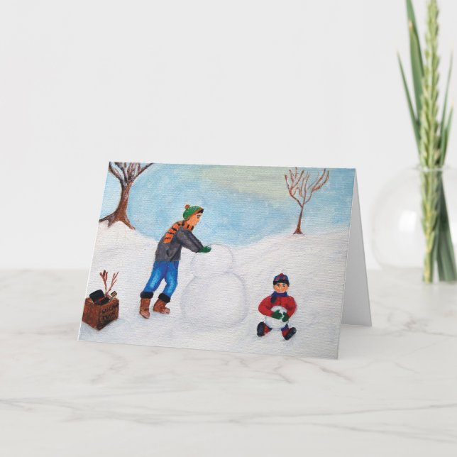 Cartão De Festividades Passando um dia da neve junto com "boas festas " (Frente)