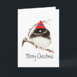 Cartão De Festividades Pássaro bonito do inverno no chapéu, Natal, humor,<br><div class="desc">Pássaro bonito do inverno no chapéu,  Natal,  humor,  Junco</div>
