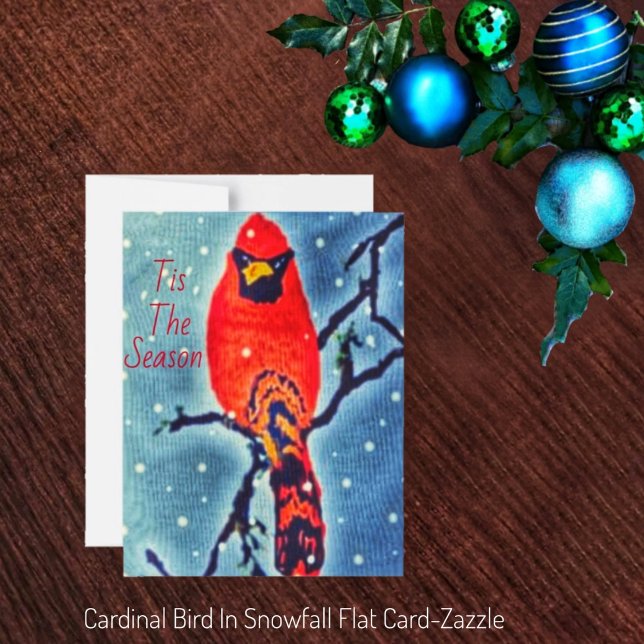 Cartão De Festividades Pássaro Cardeal Em Neve (Criador carregado)