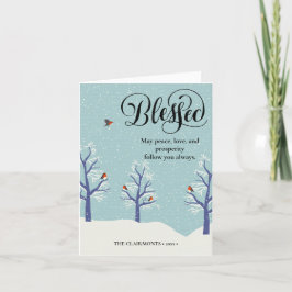 Cartão De Festividades Pássaro Cardinal Negro-Elegante BLEESED