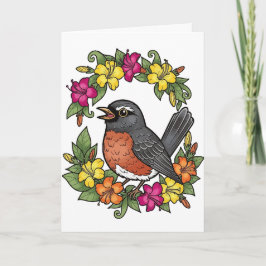 Cartão De Festividades Pássaro de Connecticut Doce Com Mirabilis