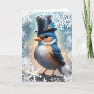 Cartão De Festividades Pássaro Elegante de Inverno