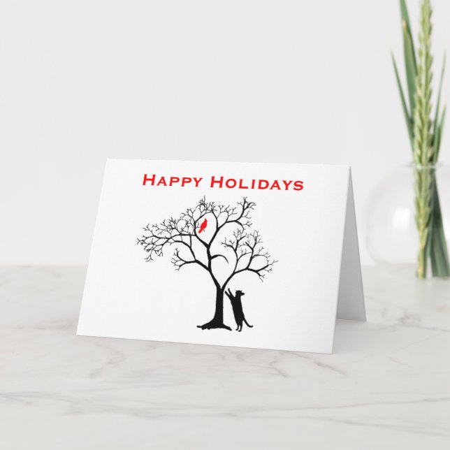 Cartão De Festividades Pássaro vermelho cardinal na árvore nevado do (Frente)