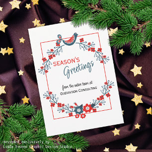 Cartão De Festividades Pássaro Vermelho Vermelho Azul Personalizado e Esp