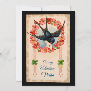 Cartão De Festividades Pássaro Vintage Para o Meu Valentim Personalizado