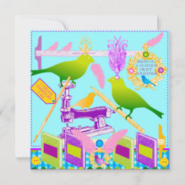 Cartão De Festividades Pássaros de um Artesanato de pena juntos