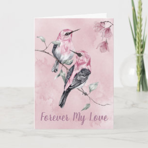 Cartão De Festividades Pássaros do Meu Amor em Aquarela