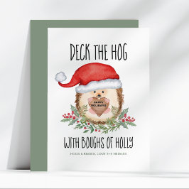 Cartão De Festividades Passe os Papais noeis de porco Holly no Natal