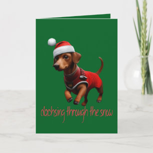 Cartão De Festividades Passeando Através Da Neve Cachorro Salsicha Dachsh