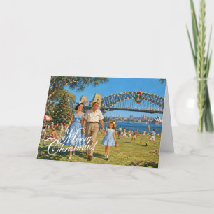 Cartão De Festividades Passeio de família no Natal de 1950 parque de Sydn