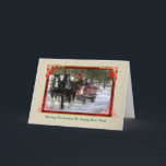Cartão De Festividades Passeio do trenó do inverno, Feliz Natal, sim novo<br><div class="desc">Equipe do cavalo de esboço que precipita através da neve… um passeio puxado a cavalo do trenó do inverno em Blanchard,  Idaho. 

** PORTE POSTAL DE HARMONIZAÇÃO DISPONÍVEL **</div>
