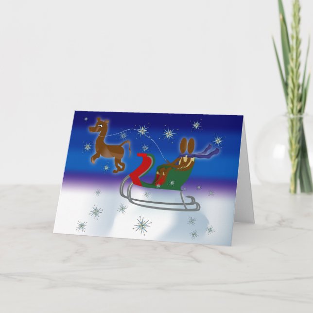 Cartão De Festividades Passeio do Zinglee ~ Sleigh (Frente)