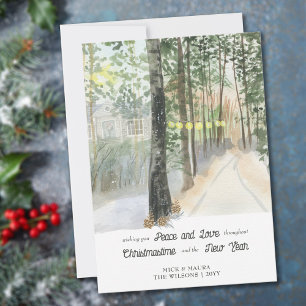 Cartão De Festividades Passeio pela Floresta Paz e Amor Rústico Country
