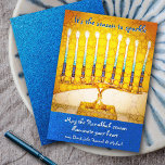 Cartão De Festividades Passo Amarelo Hanukkah Menorah para Escrita Sparkl<br><div class="desc">"É a estação a brilhar." Uma foto de aproximação de um menorah brilhante, colorido, amarelo de arte e brilho azul turquesa ajuda você a lançar as férias de Chanucá. Sinta o calor e a alegria da temporada de férias sempre que você envia este cartão chanucá chato e colorido. Comparar envelopes,...</div>