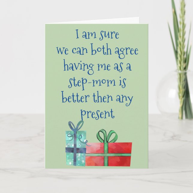 Cartão De Festividades Passo-Mãe A Passo-Filho A Filha De Natal Engraçado (Frente)