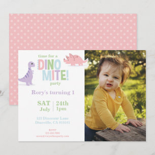 Cartão De Festividades Pastel Baby Dinosaur Kids Festa de aniversário de 