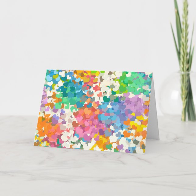 Cartão De Festividades Pastel Confetti Hearts (Frente)