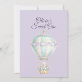 Cartão De Festividades Pastel Fairytale Hot Air Balloon First Birthday