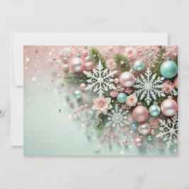 Cartão De Festividades Pastel Glitter Christmas Design with Decorations