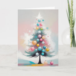 Cartão De Festividades Pastel Natal com Efeito de Aquarela de Ornamentos