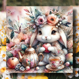 Cartão De Festividades Pastel Páscoa Garden Tea Party Bunny