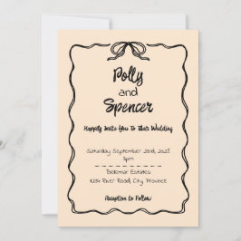 Cartão De Festividades Pastel Penmanship Invitation Apricot
