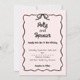 Cartão De Festividades Pastel Penmanship Invitation Blush