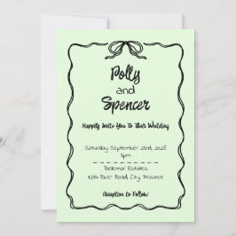 Cartão De Festividades Pastel Penmanship Wedation Invitation Pale Fern