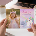 Cartão De Festividades Pastel Rainbow Magical Birthday Thank You Card<br><div class="desc">Pastel rainbow unicorn artwork with watercolor wash background and delicate cloud illustration. This whimsical fairytale layout features elegant script typography and dreamy pastel hues,  perfect for a magical girl birthday party celebration.</div>