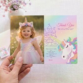 Cartão De Festividades Pastel Rainbow Magical Birthday Thank You Card
