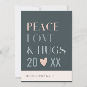 Cartão De Festividades Pastel Scandi Blush Cinza Peace Love & Hugs 2023