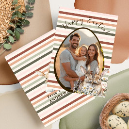 Cartão De Festividades Pastel Striped Bunnies & Ovos Foto