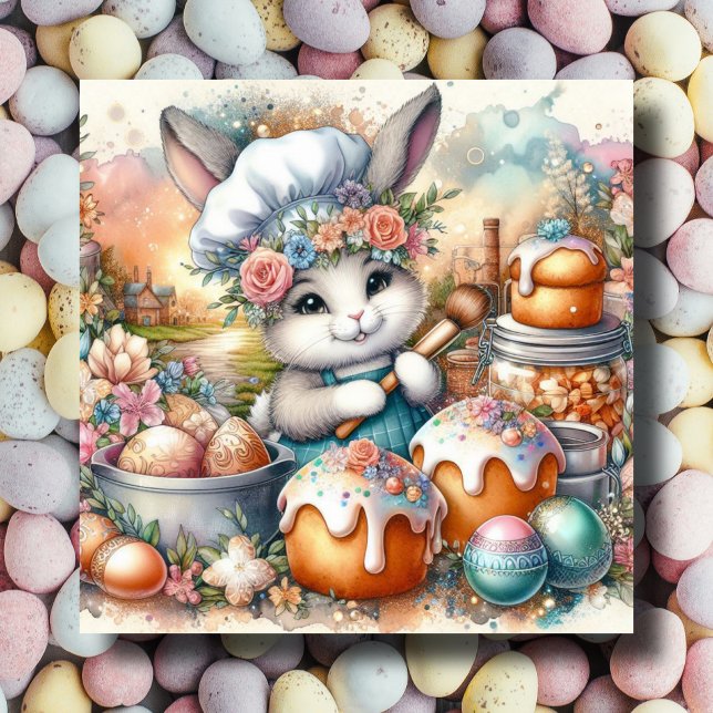 Cartão De Festividades Pastel Watercolor Chef Páscoas (Criador carregado)