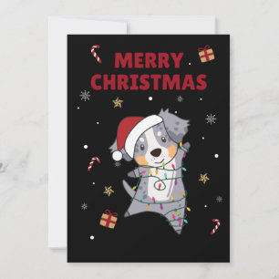 Cartão De Festividades Pastor Australiano Feliz Natal Inverno