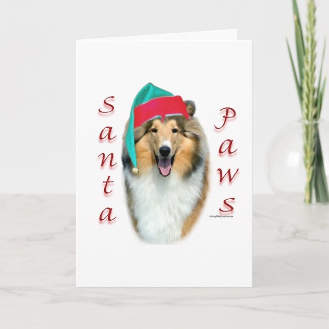 Cartão De Festividades Patas (ásperas) do papai noel do Collie (Frente)
